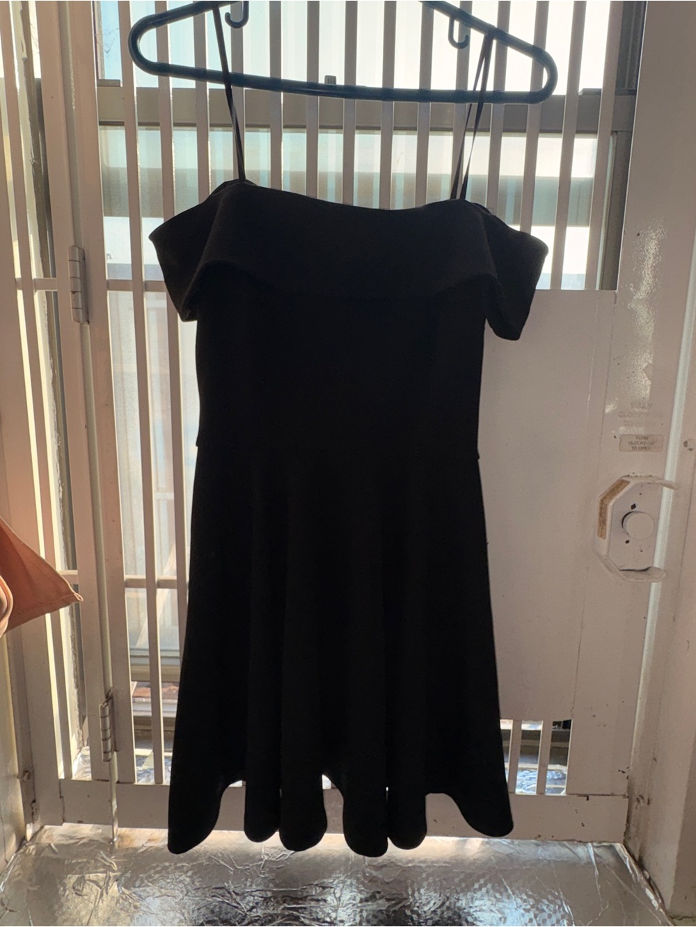 B Darlin Black Off-Shoulder Fit-and-Flare Juniors Short Dress